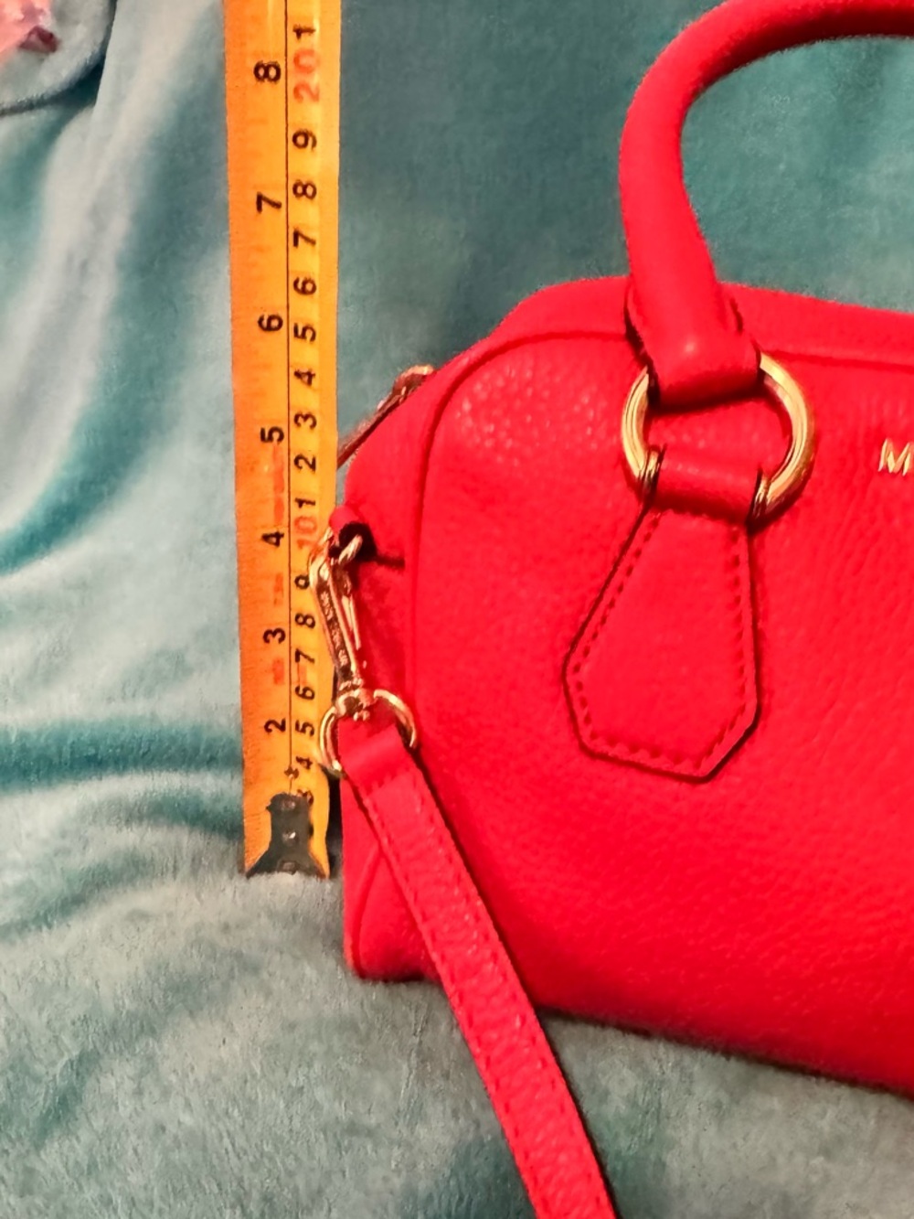 Michael Kors Bright Red Pebbled Leather Satchel with Tassel - Picture 6 of 8